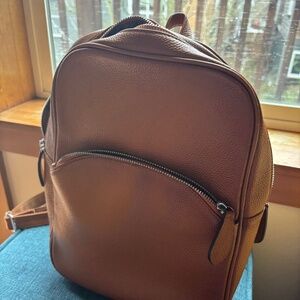 Brown leather backpack